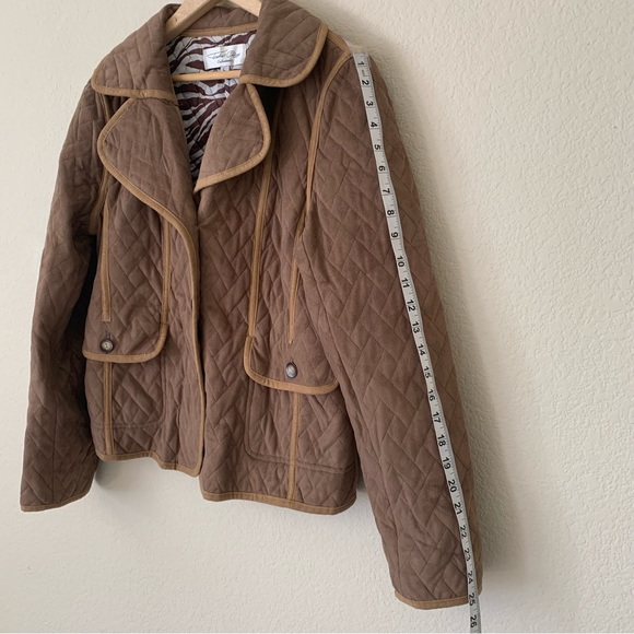 TASHA POLIZZI Collection Brown Quilted Blazer Jacket Women’s Size Large - Picture 5 of 9